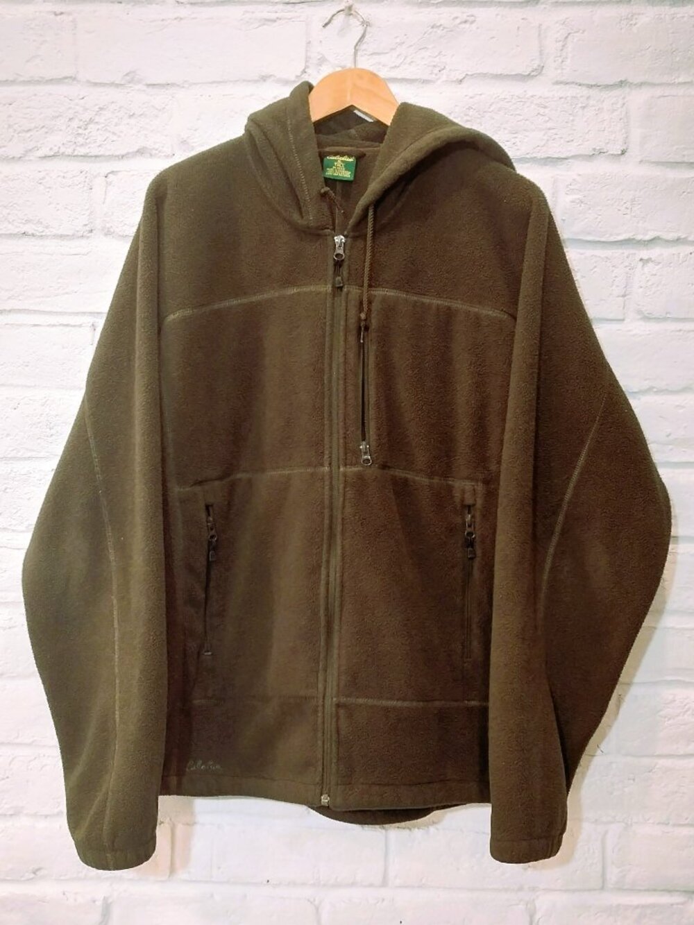 Cabelas Fleece Polartec Jacket XL Tall Green Hooded Full Zip Hunting Outdoors.